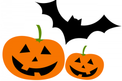 halloween denevér rajz tökkel