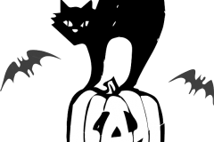 Halloween szinező tök macskával