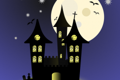 hallowwen kastély rajz kék