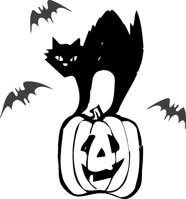 Halloween színező tök és macska