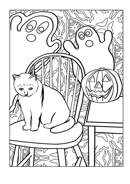 Halloween kifestő tök, macska, szellem