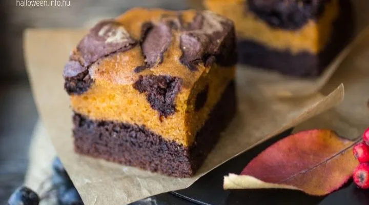 márványos mascarponés csokis sütőtökös brownie
