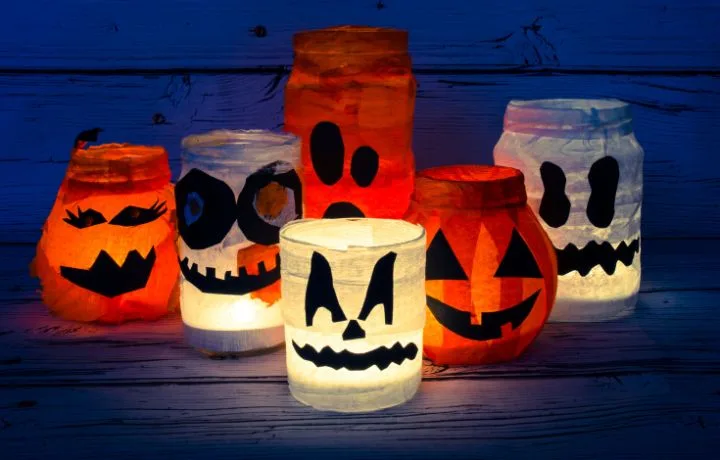 halloween lámpás befőttesüvegből