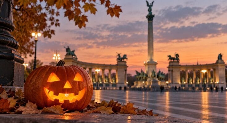 halloween töklámpás a hősök terén
